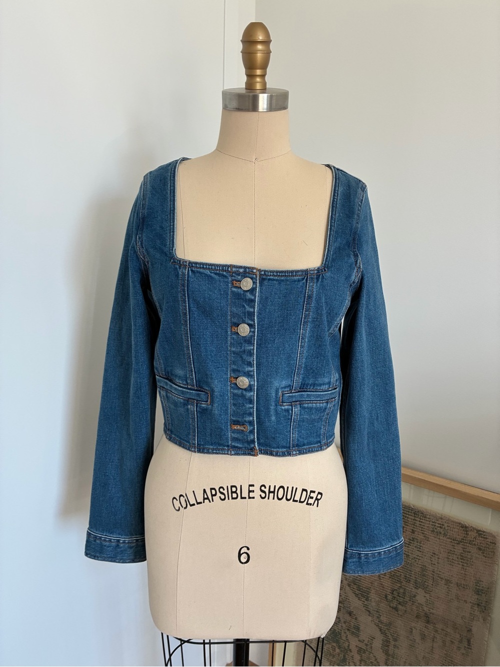 Madewell Denim Square Neck Crop Top - Picture 2 of 5